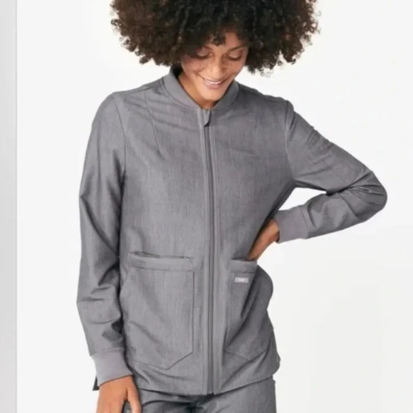 FIGS Bellery Zip Up Scrub Jacket/Grey - 29385 - Picture 1 of 16